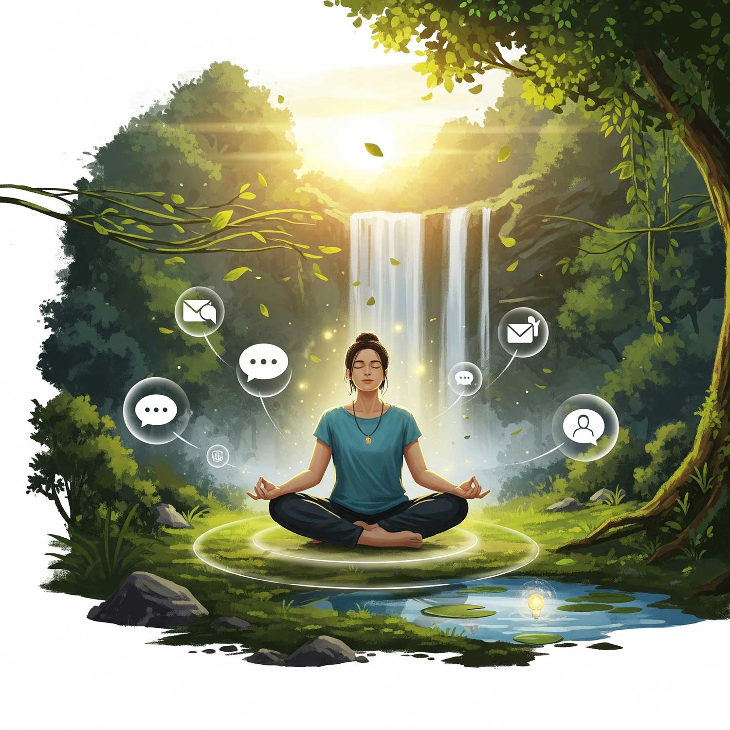 Gemini Meditierende Frau in der Natur